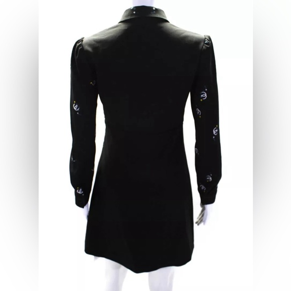 Maje Womens Embroidered Horse Shoe A Line Dress Black Silver Size Small - Picture 7 of 11